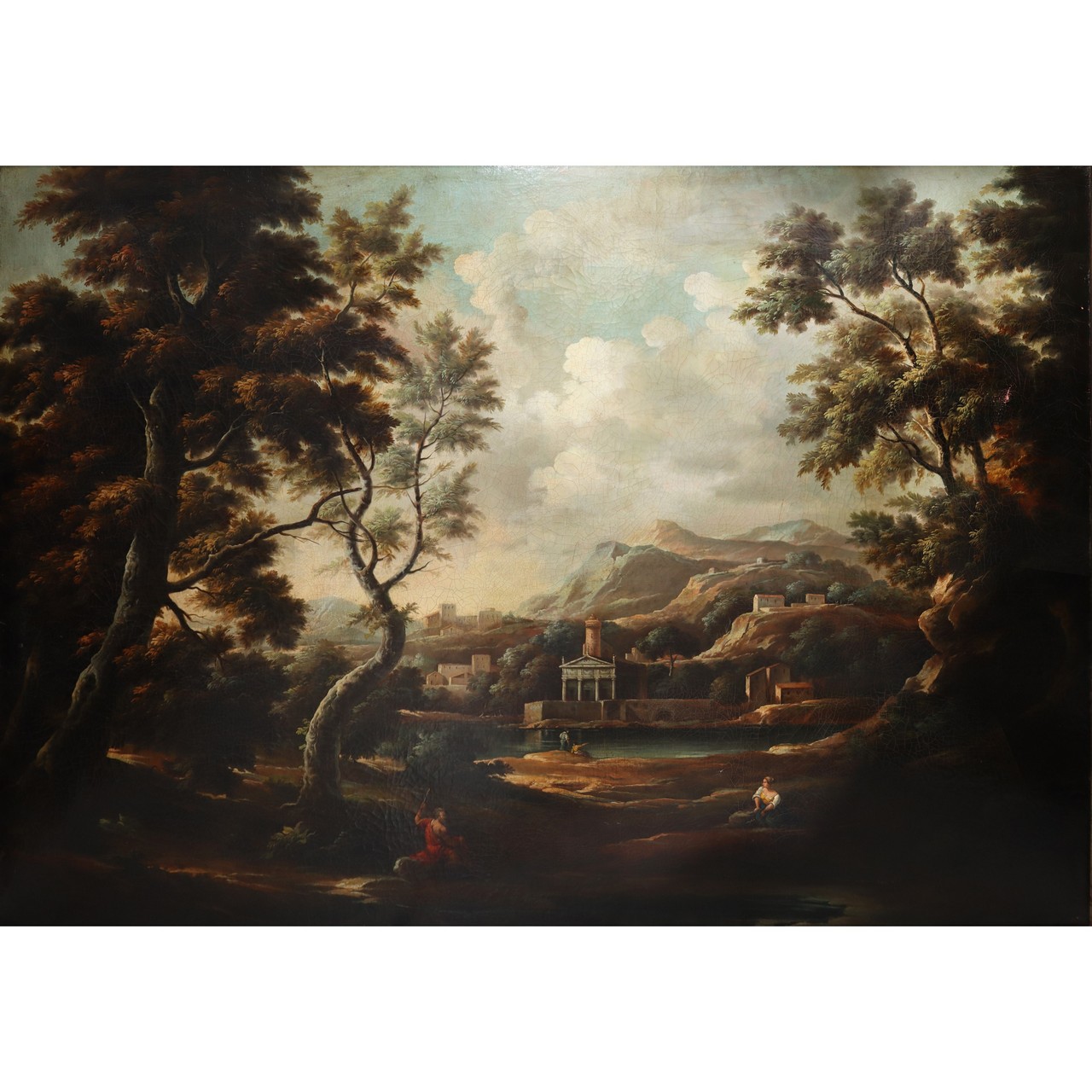 Jan Frans van Bloemen L'Orizzonte (Anversa 1662-Roma 1749) - Landscape with characters and temple i - Image 3 of 7