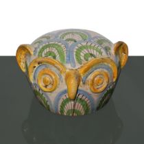 Ancient owl head in Caltagirone majolica.