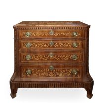 Chest of drawers in mahogany wood with inlays in light woods with floral motifs, Holland, late 19th