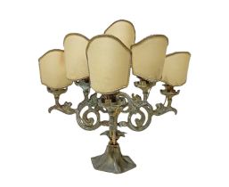 Small candelabra, with 6 lights in golden brass, nineteenth century