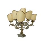 Small candelabra, with 6 lights in golden brass, nineteenth century