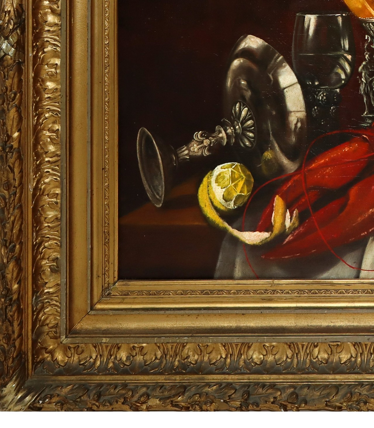 Still life with cornucopia and lobster, in an important frame., European school, 19th century - Image 3 of 5