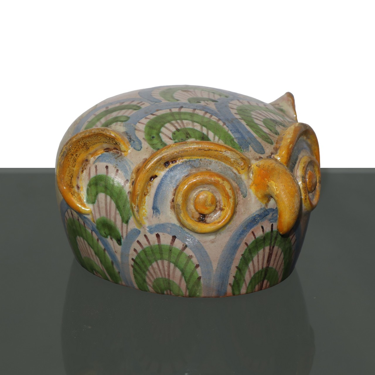 Ancient owl head in Caltagirone majolica. - Image 3 of 5