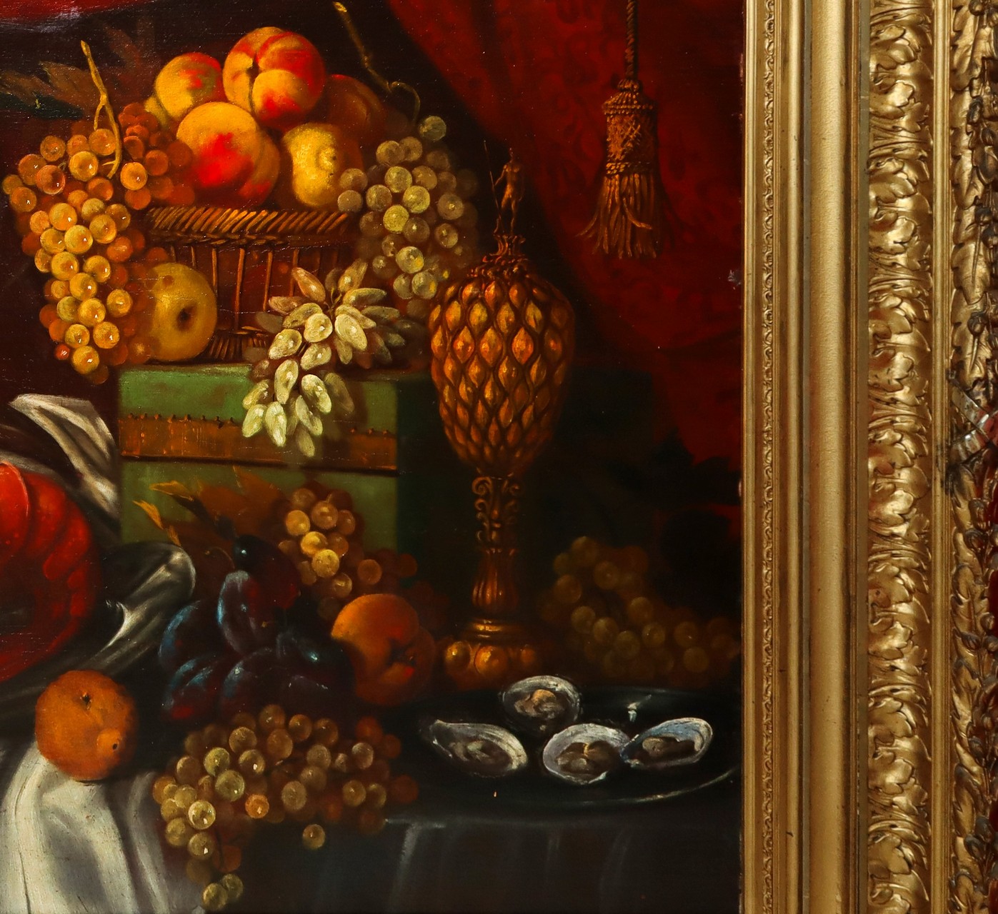 Still life with cornucopia and lobster, in an important frame., European school, 19th century - Image 2 of 5