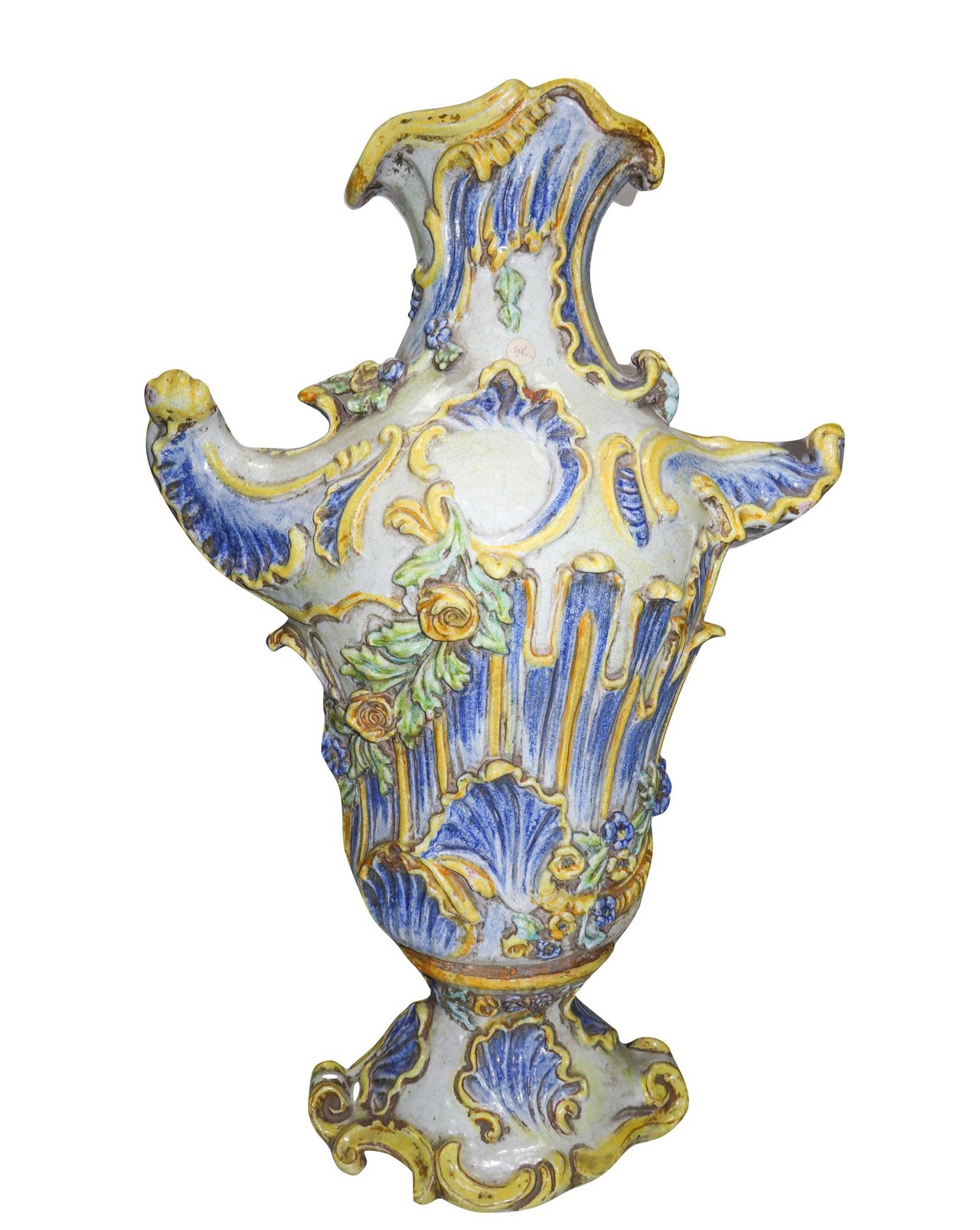 Ornamental vase in polychrome majolica from Caltagirone, published in Ragona, 18th century - Image 3 of 5