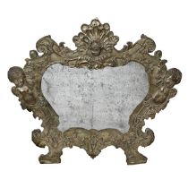 Cartagloria in embossed metal, with mercury mirror, Early 18th century