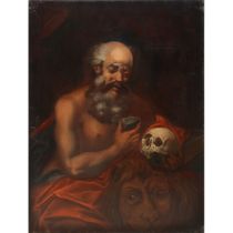 Saint Jerome with painted skull and lion, 17th century