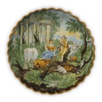 Aurelio Anselmo Grue (allegedly by) (1699-1759) - Crespina Castelli in majolica with Arcadian scene