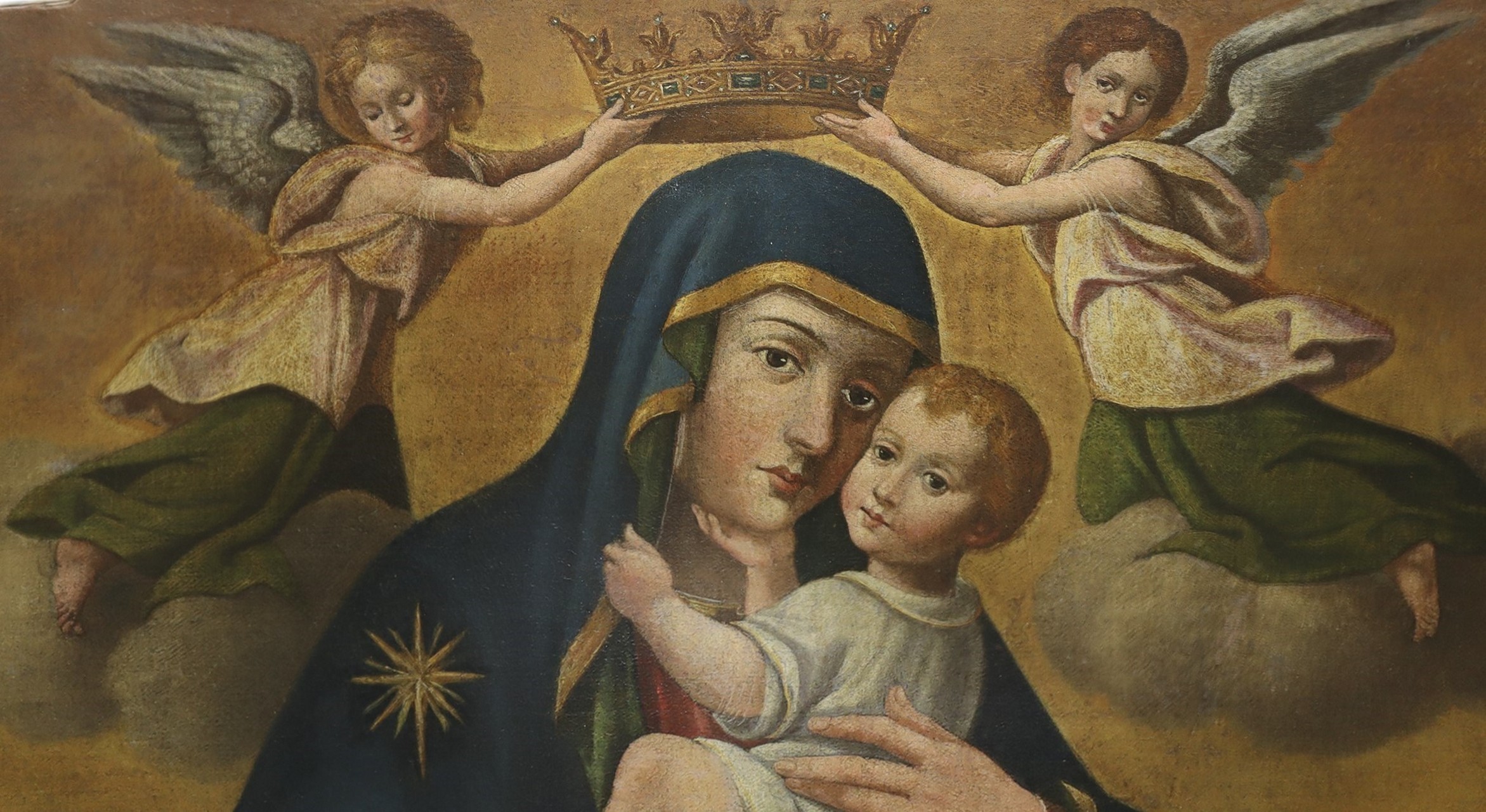 Madonna with Child, Saint Lucia and Saint Dominic, Painter of the late 17th century - Image 5 of 7