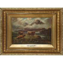 William J. Crampton - Landscape with bulls and lake