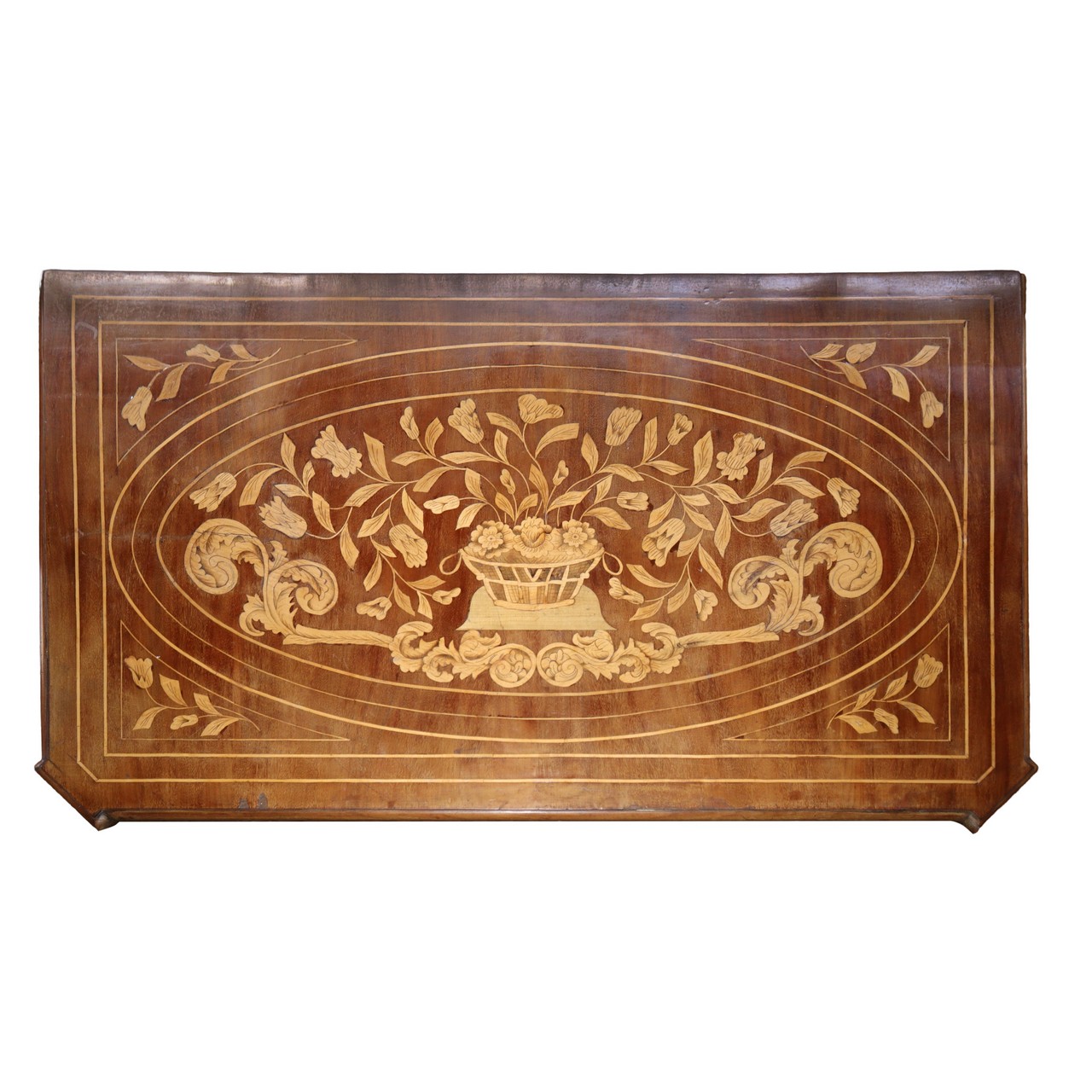 Chest of drawers in mahogany wood with inlays in light woods with floral motifs, Holland, late 19th - Image 2 of 3