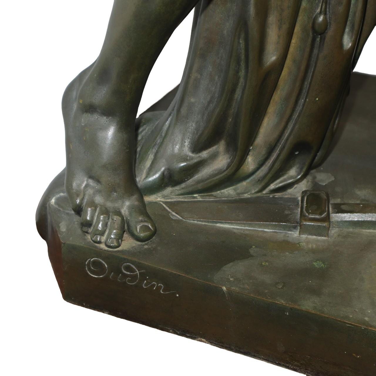 Oudin - Muzio Scevola in bronze, with wooden base - Image 4 of 4