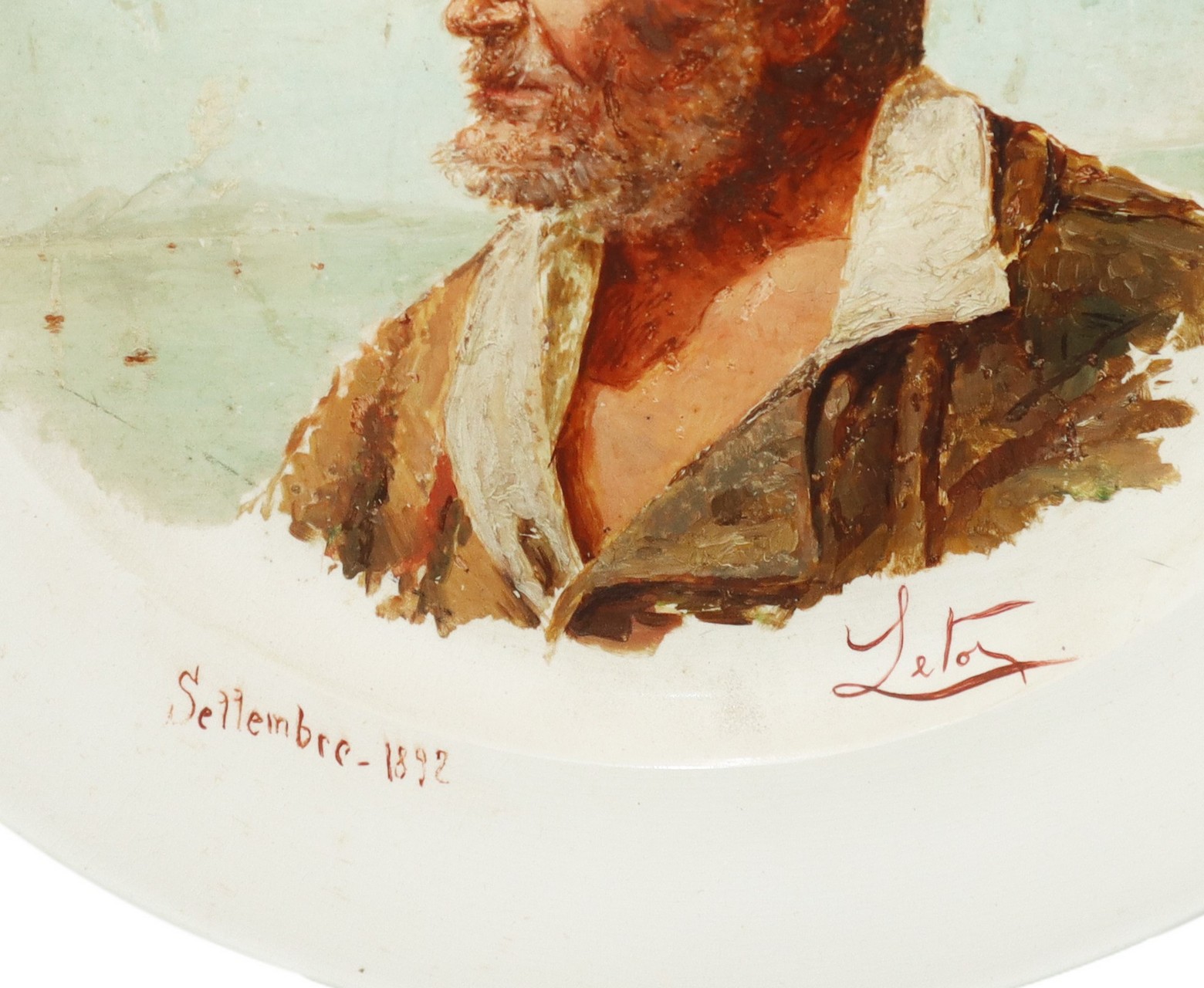 Antonino Leto (Monreale 1844-Capri 1913) - Richard porcelain painted wall plate depicting the Fishe - Image 2 of 4