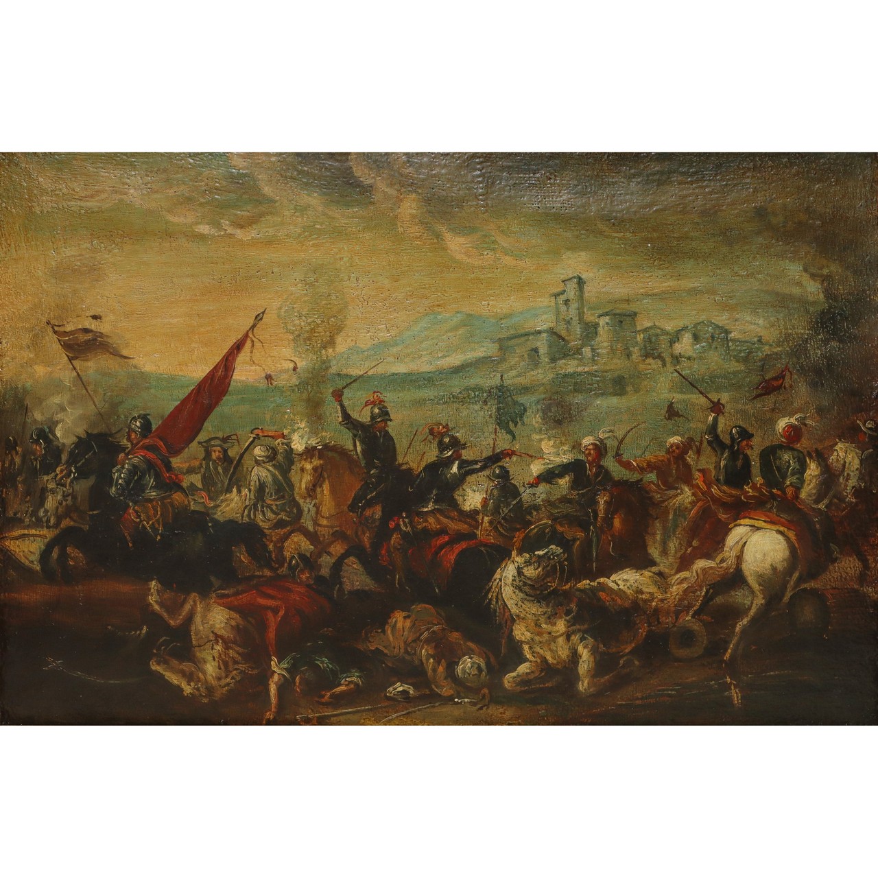 Jacques Courtois Il Borgognone (allegedly by) (Saint Hippolyte 1621) - Clash between knights - Image 2 of 4