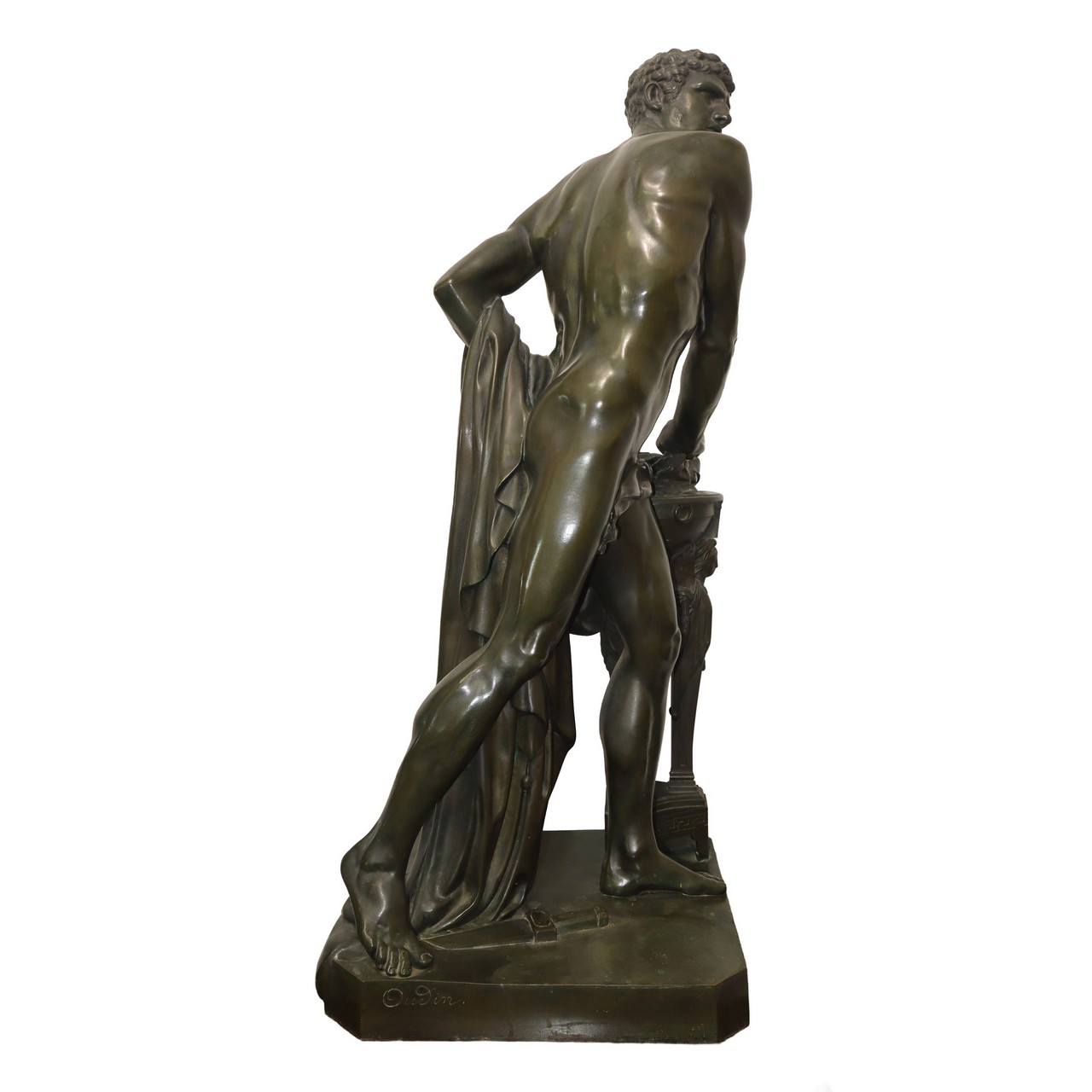 Oudin - Muzio Scevola in bronze, with wooden base - Image 3 of 4
