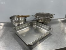 Stainless Steel Gastronorm Container 320 x 350 x 70, 2no. Colanders & Strainer