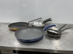 6no. Frying Pans Various Sizes, 2no. 320 x 50, 2no. 200 x 60 & 2no. 160 x 40mm
