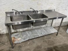 Vogue Stainless Steel 2-Tier, 2-Basin Sink 1800 x 600 x 1100mm