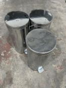 3no. Stainless Steel General Waste Foot Operated Bins