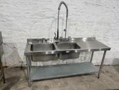 Vogue Stainless Steel 2-Tier, 2-Basin Sink, Complete With Pre-Wash Tap 1800 x 600 x 990mm