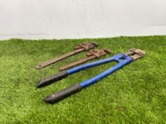 2no. Stillson Pipe Wrench & Bolt Cutters