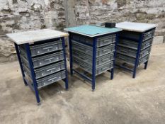 3no. Metal Frame Work Stations With Draws Approx. 600 x600 x 900mm