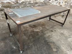 Steel Fabricated Timber Top Mobile Workbench, 2450 x 945 x 940mm