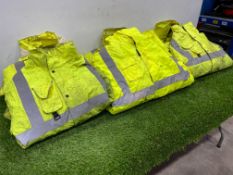 6no. Various Used High Viz Jackets Comprising 2no. Large,2no. Small, 1no. 3XL & 1no. Medium