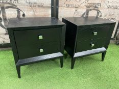 2no. Timber Frame 2-Draw Bedside Chest Of Drawers 550 x 400 x 600mm