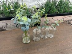 4no. Imitation Table Top Tipped Green Plants Complete With Glass Pots