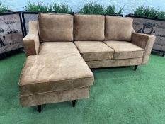 Timber Frame Fabric Upholstered 3-Seat Corner Sofa 2210 x 1610 x 1000mm