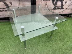 Steel Frame Glass Two Tier Coffee Table 700 x 700 x 450mm