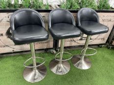 3no. Steel Frame Faux Leather Upholstered Adjustable Stools 400 x 450 x 980mm