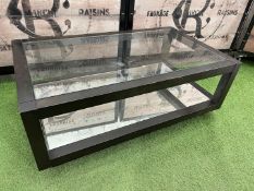 Timber Frame Glass Top 2-Tier Coffee Table 1200 x 700 x 450mm