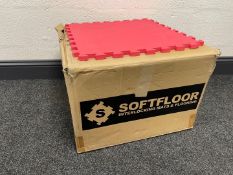 Boxed & Unused 25 Softfloor Classic Interlocking Floor Mats, Red, Total Lot Floor Coverage: 6.25