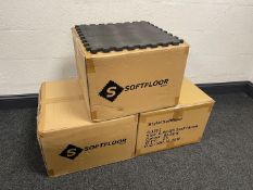 Boxed & Unused 3no. Boxes of 25 Softfloor Classic Interlocking Floor Mats, Black , Total Lot Floor