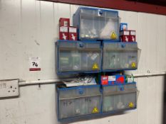 5no. Wall Mounted storage Boxed & Contents Comprising Various Bulbs & Bolts as Lotted