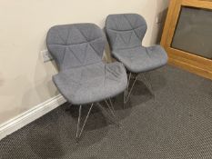 2no. Metal Framed Gray Upholstered Office Chairs as Lotted, Please Note: Damage to Chairs