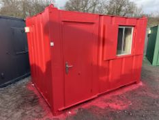 Steel Anti-Vandal Site Office Container, Red, 12 x 8ft, Contents Included, Collection Deadline 16:00