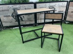Metal Frame Wood Effect Table & Chair as Lotted