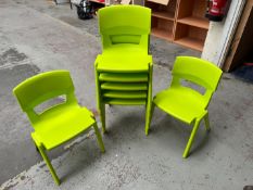 7no. Postura School Chairs in Green. Please Note: There is NO VAT on the Hammer Price of this Lot.