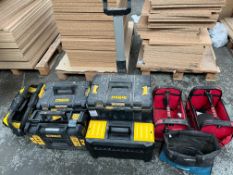 8no. Tool Bags and Tool Boxes. Please Note: Harness, Tripod, Joiners Jig and Shelving Units Not