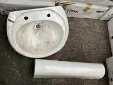 White China Corner Sink 380 x 380 mm. Please Note: There is NO VAT on the Hammer Price of this Lot.