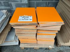 77no. Orange Laminated Chipboard Sheets - 390 x 510 x 20 mm and 16no. Laminated Chipboard Tiles -