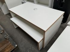 White Desk with Plug Socket and 2 USB Ports with 2no. Bench Seats - 1400 x 800 x 740 mm. Please