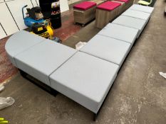 8-Section Reception Seating in Grey Fabric with Metal Frame Legs. Some Seats Marked as Shown. 7no.