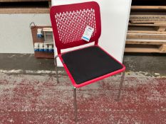 Malika Chair with Upholstered Seat, Red, with Metal Legs. Please Note: There is NO VAT on the Hammer