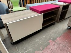 Mobile Seating and Storage Unit with Upholstered Seat and Sliding Door. Please Note: There is NO VAT