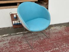 Blue and Grey Armchair with Metal Frame. Please Note: There is NO VAT on the Hammer Price of this