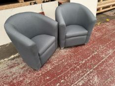 2no. Grey Upholstered Club Chairs with Chrome Feet. Please Note: There is NO VAT on the Hammer Price
